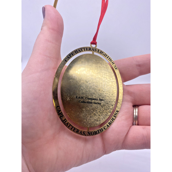 Cape Hatteras Lighthouse Christmas Ornament Gold Metal North Carolina Vintage 3" - Picture 4 of 8